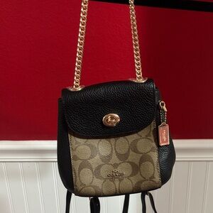 Coach Black and Brown Signature Backpack